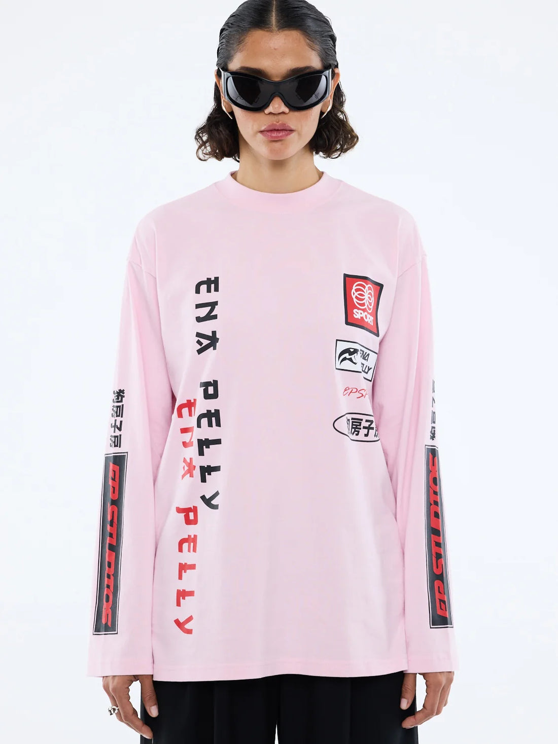 Ena Pelly Street Signs Long Sleeve Tee - Pink