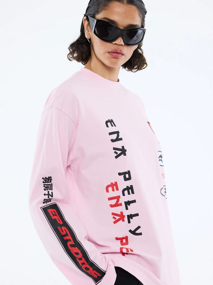 Ena Pelly Street Signs Long Sleeve Tee - Pink