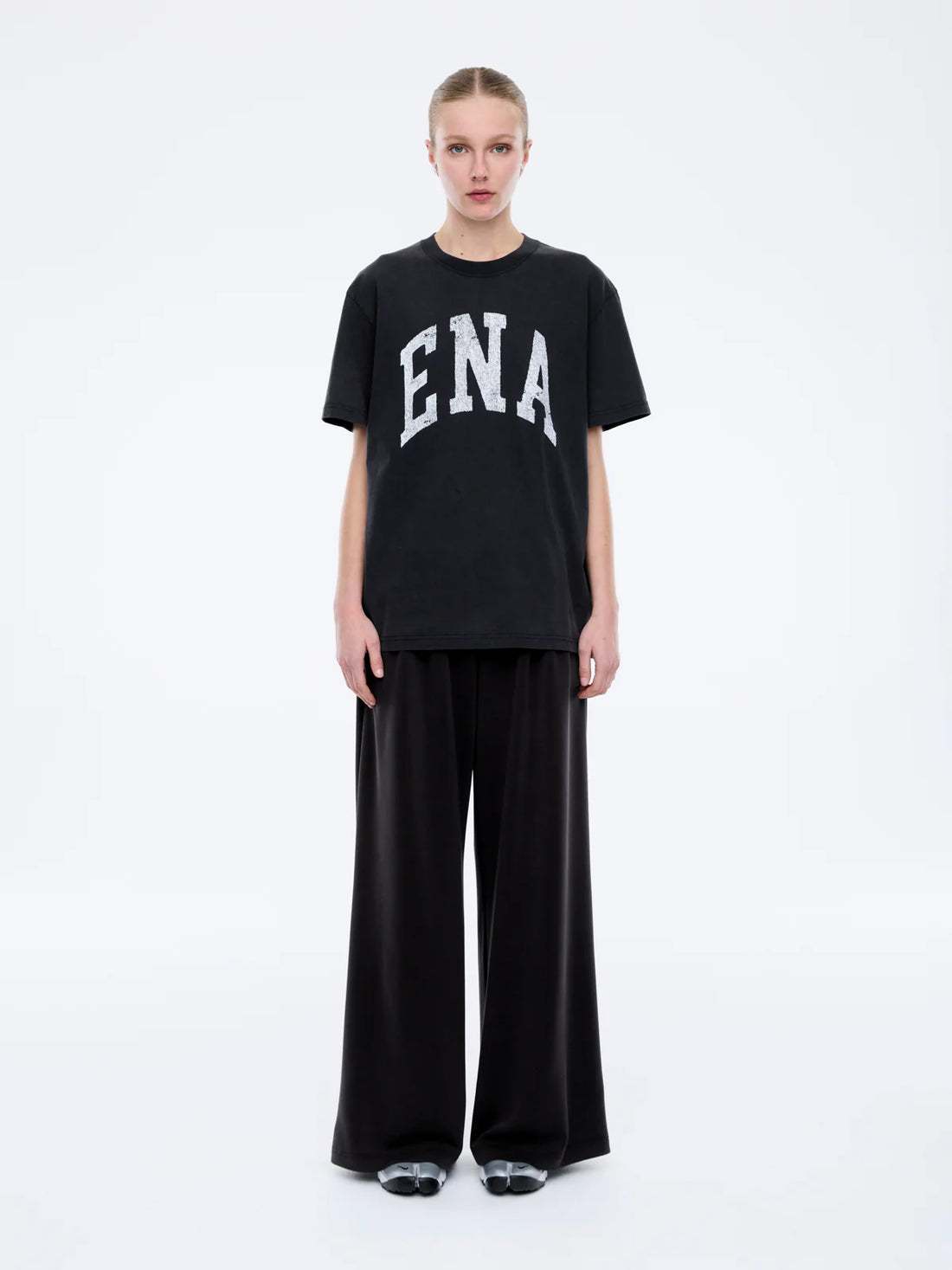 Ena Pelly Jessie Oversized Collegiate Tee - Vintage Black