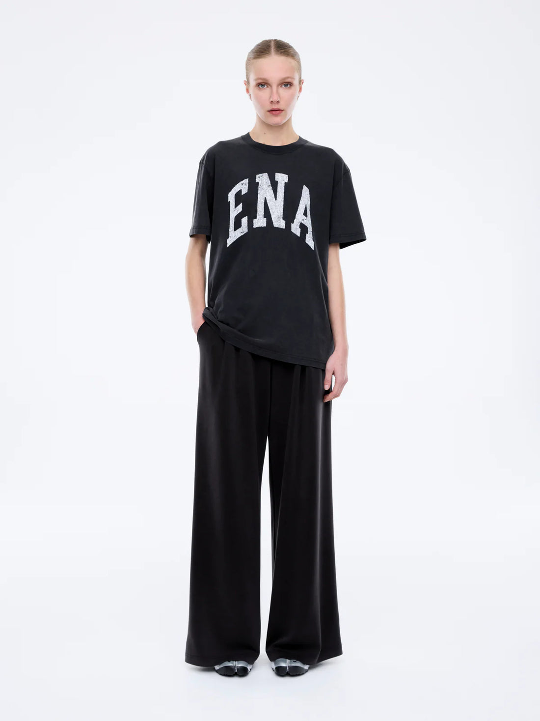 Ena Pelly Jessie Oversized Collegiate Tee - Vintage Black