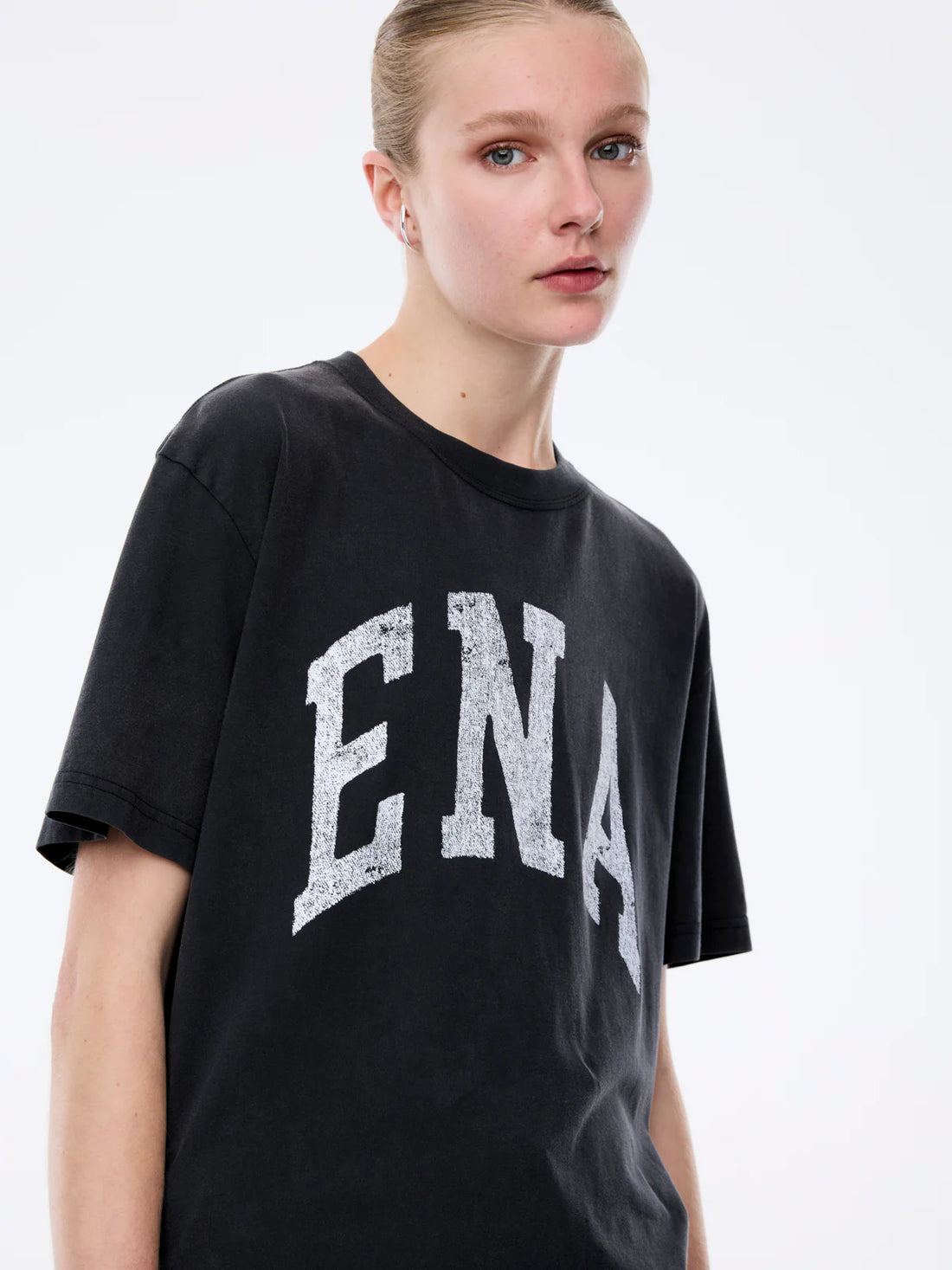 Ena Pelly Jessie Oversized Collegiate Tee - Vintage Black