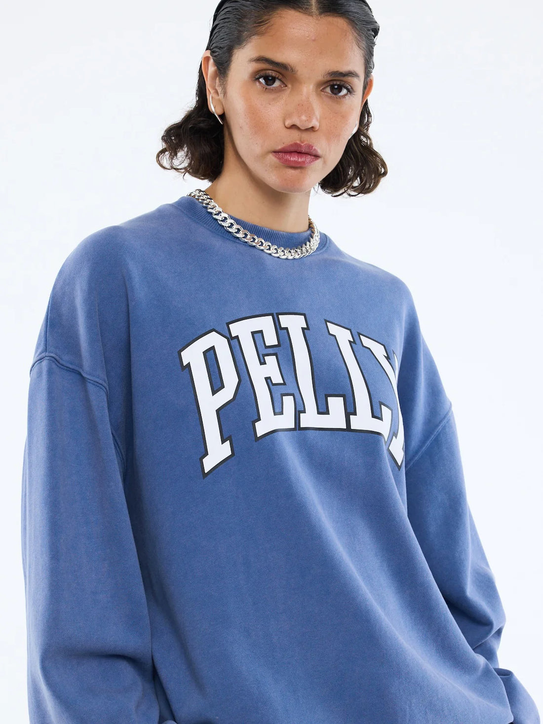 Ena Pelly Varsity Sweatshirt - Indigo Wash