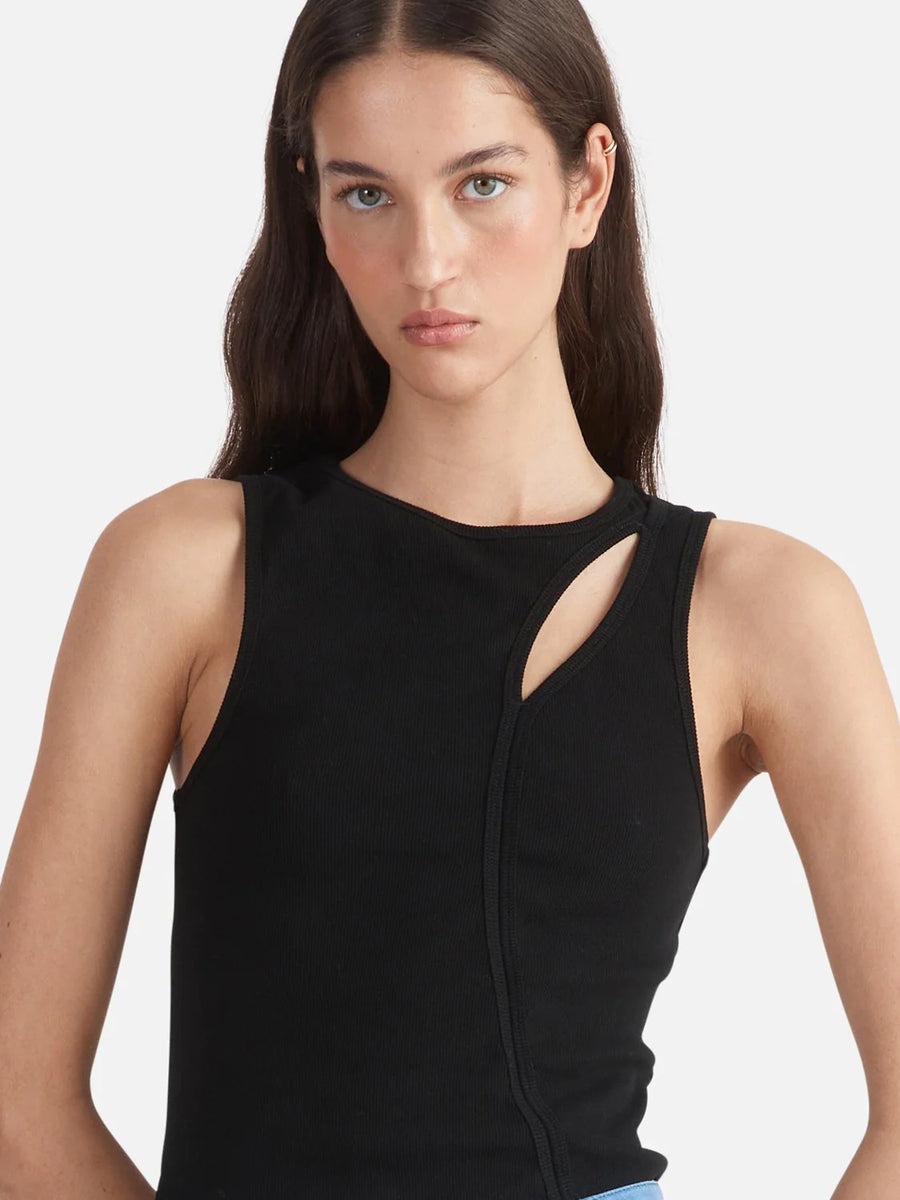 Ena Pelly Bronte Cut Out Rib Tank - Black