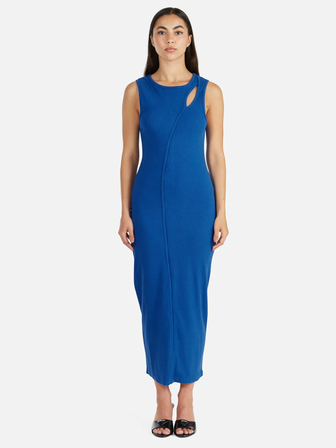 Ena Pelly Bronte Cut Out Rib Dress - Dazzling Blue