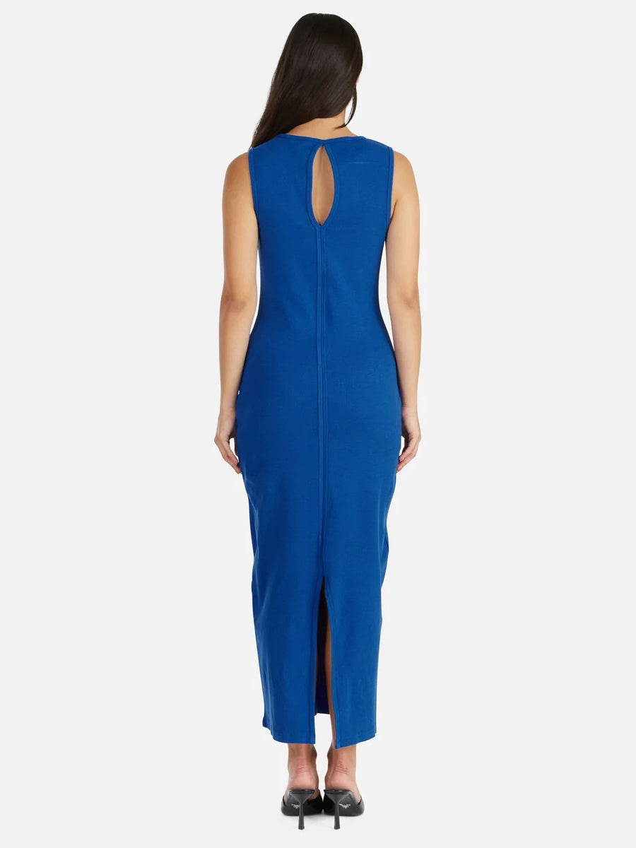 Ena Pelly Bronte Cut Out Rib Dress - Dazzling Blue