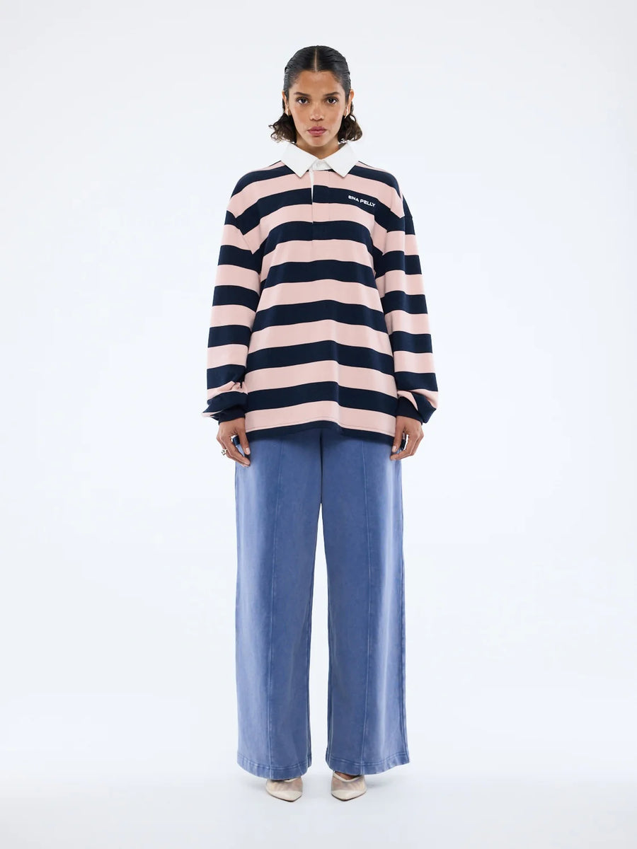 Ena Pelly Hallie Rugby Top - Navy/Pink