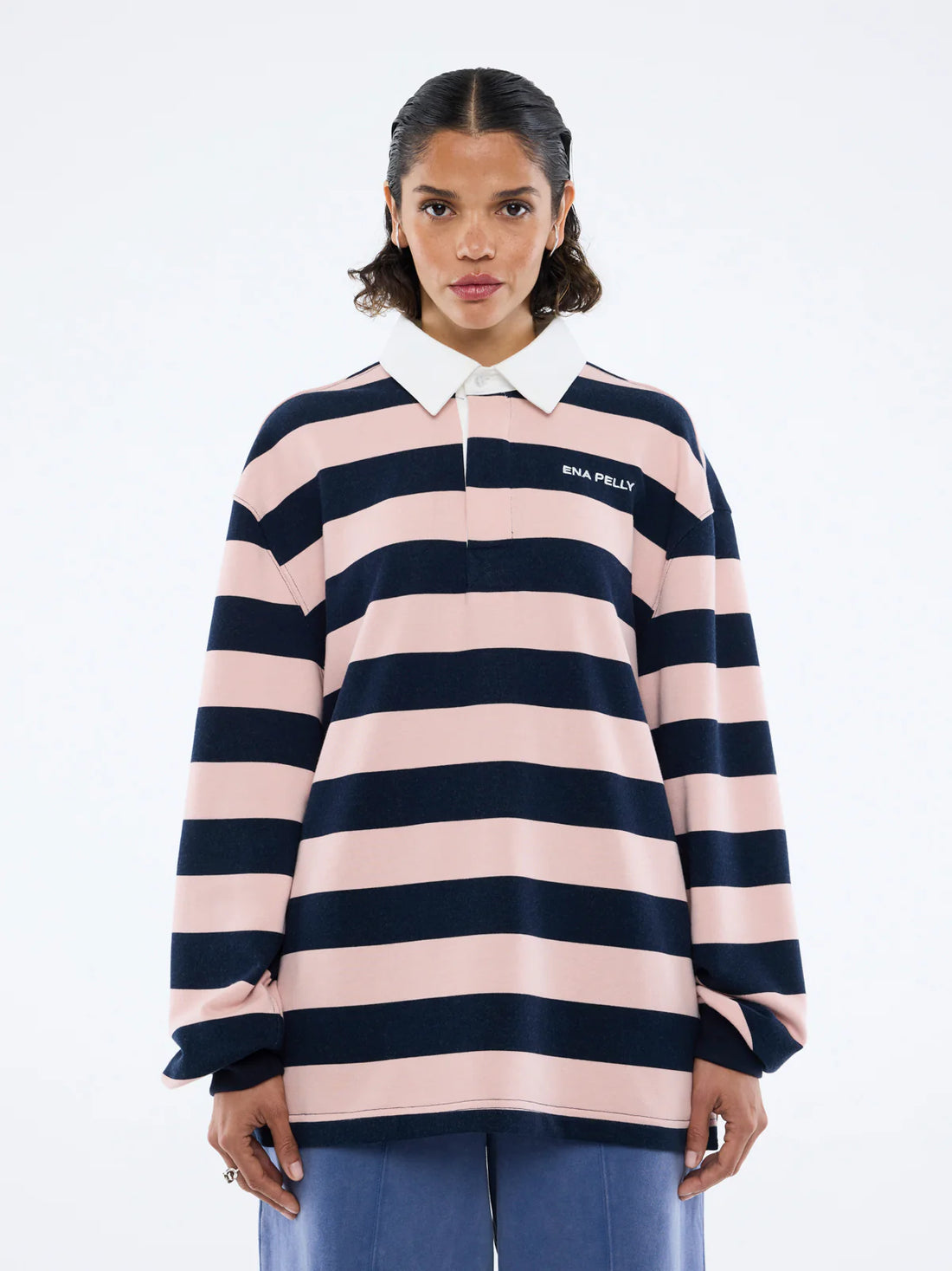 Ena Pelly Hallie Rugby Top - Navy/Pink