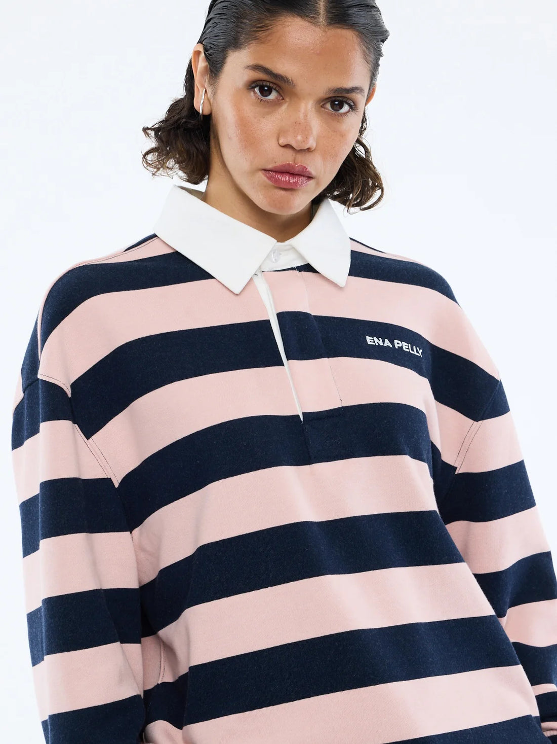 Ena Pelly Hallie Rugby Top - Navy/Pink