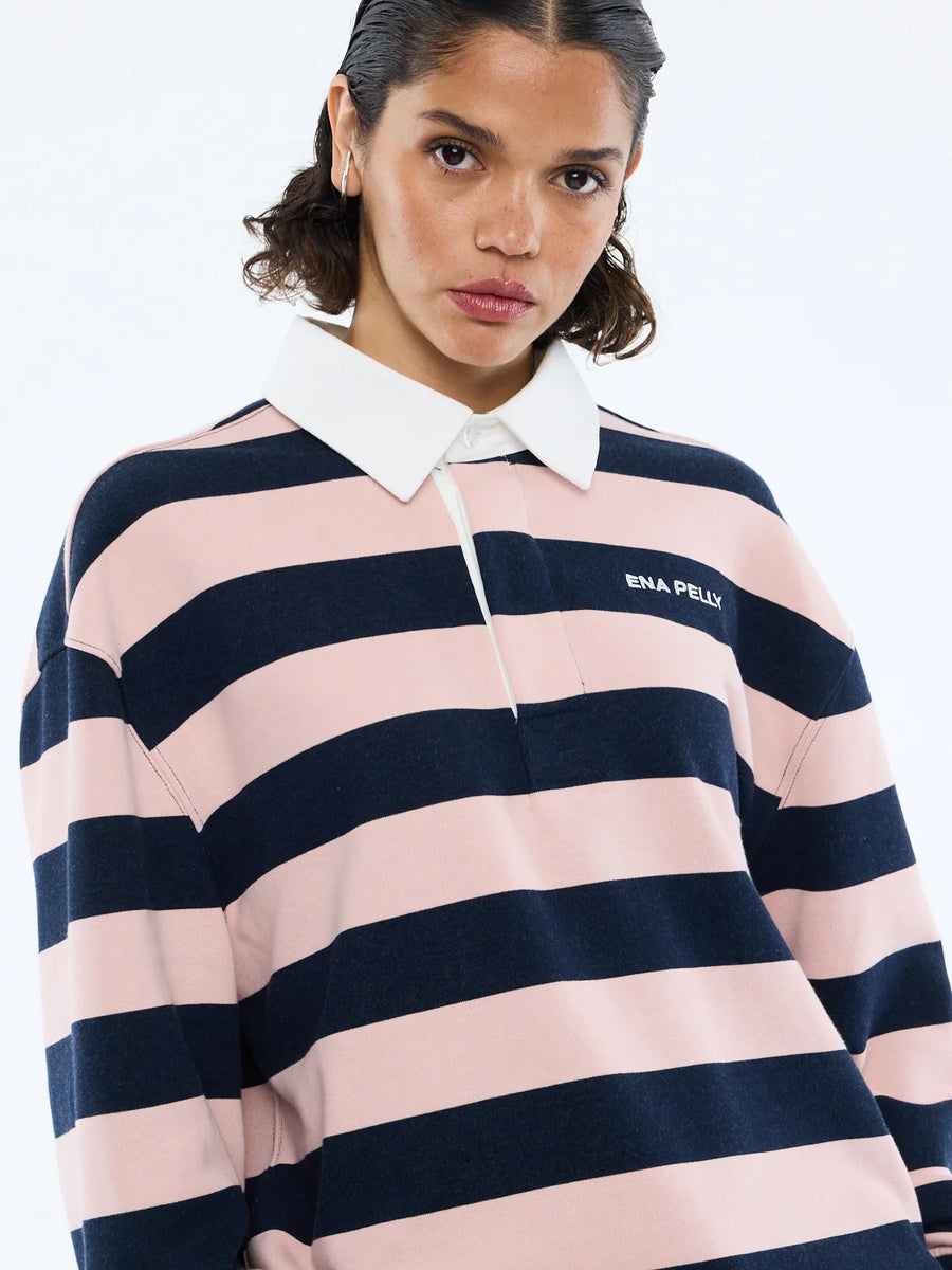 Ena Pelly Hallie Rugby Top - Navy/Pink