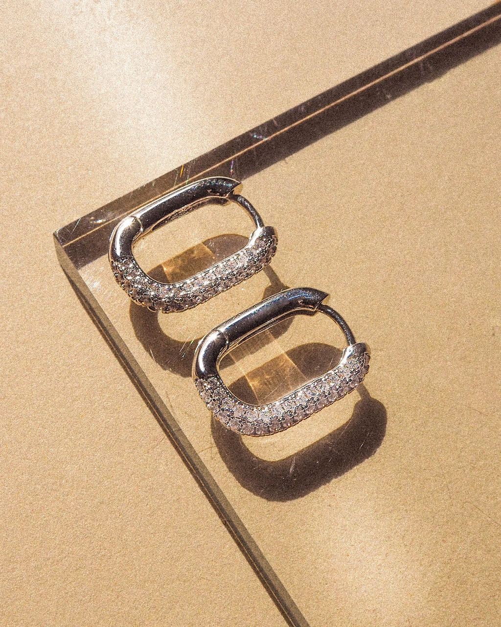 Luv AJ The Pave Link Huggies - Silver