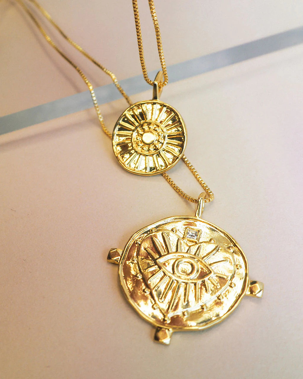 Luv AJ The Evil Eye Double Coin Necklace - Gold