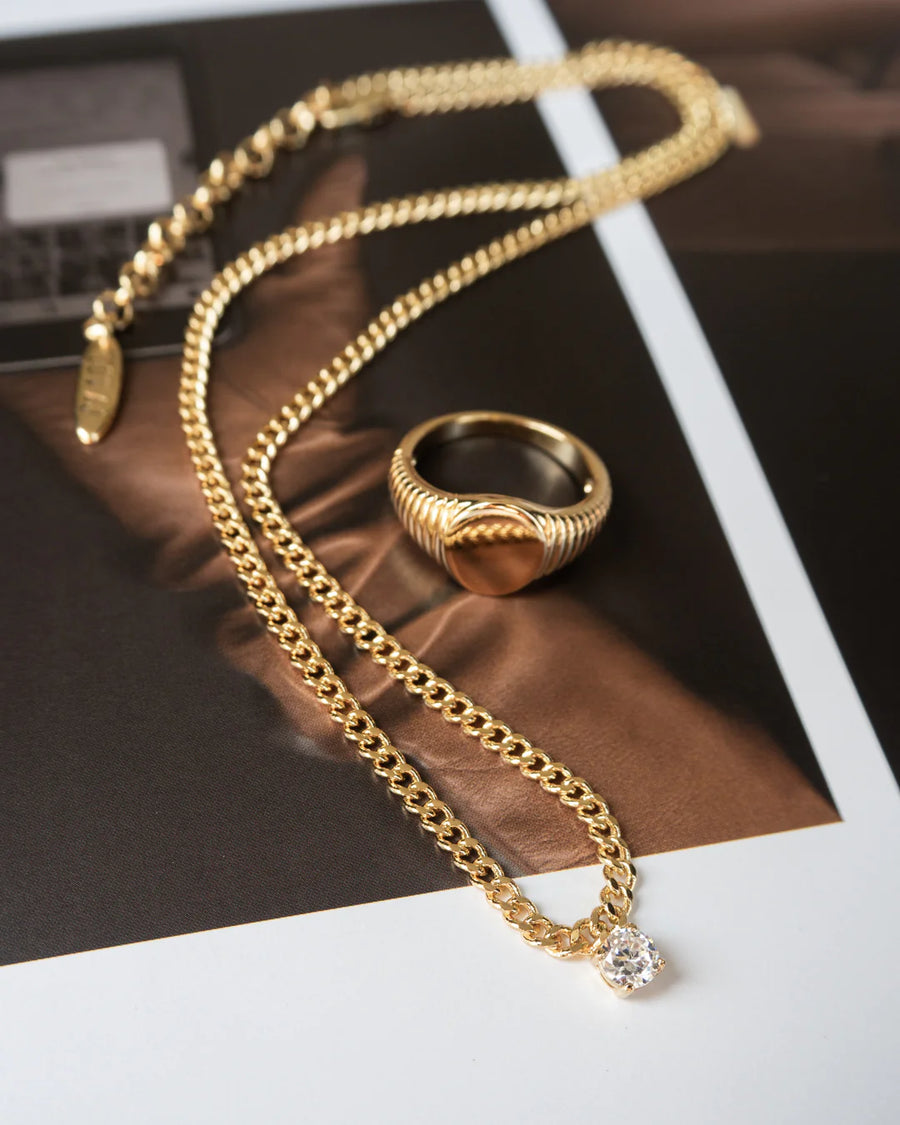 Luv AJ Bardot Stud Charm Necklace - Gold