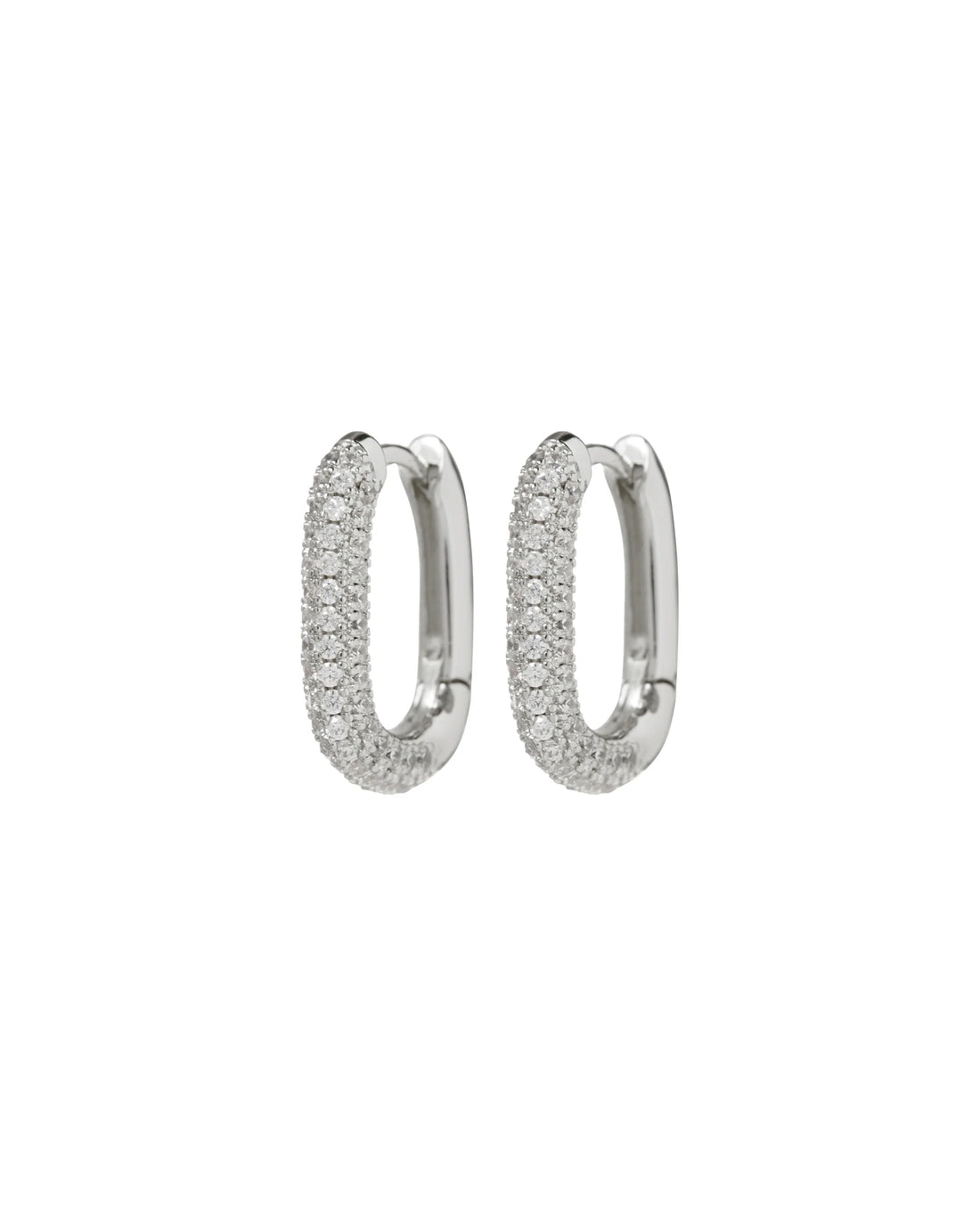 Luv AJ The Pave Link Huggies - Silver