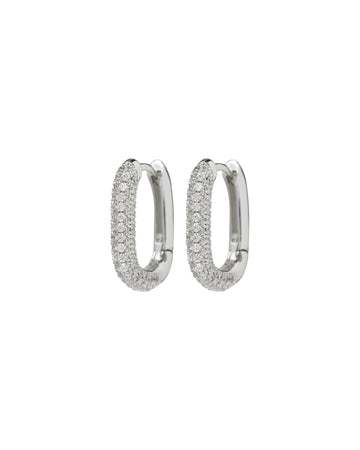Luv AJ The Pave Link Huggies - Silver