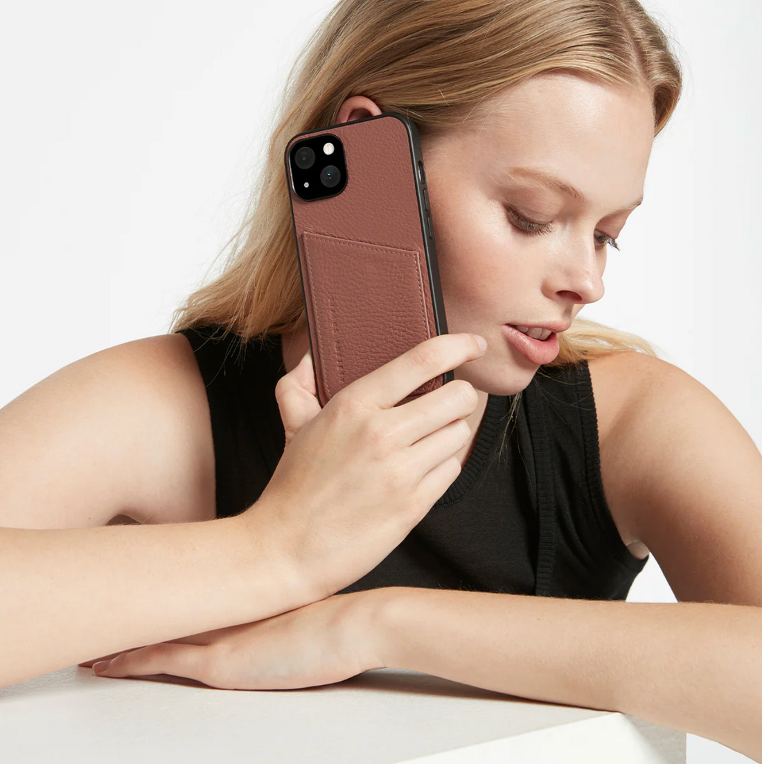 Status Anxiety Who's Who Leather Phone Case (iPhone) - Dusty Rose