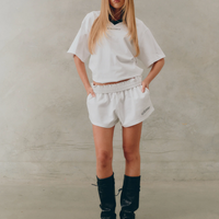 SŚAINT Reflective Logo Shorts - White