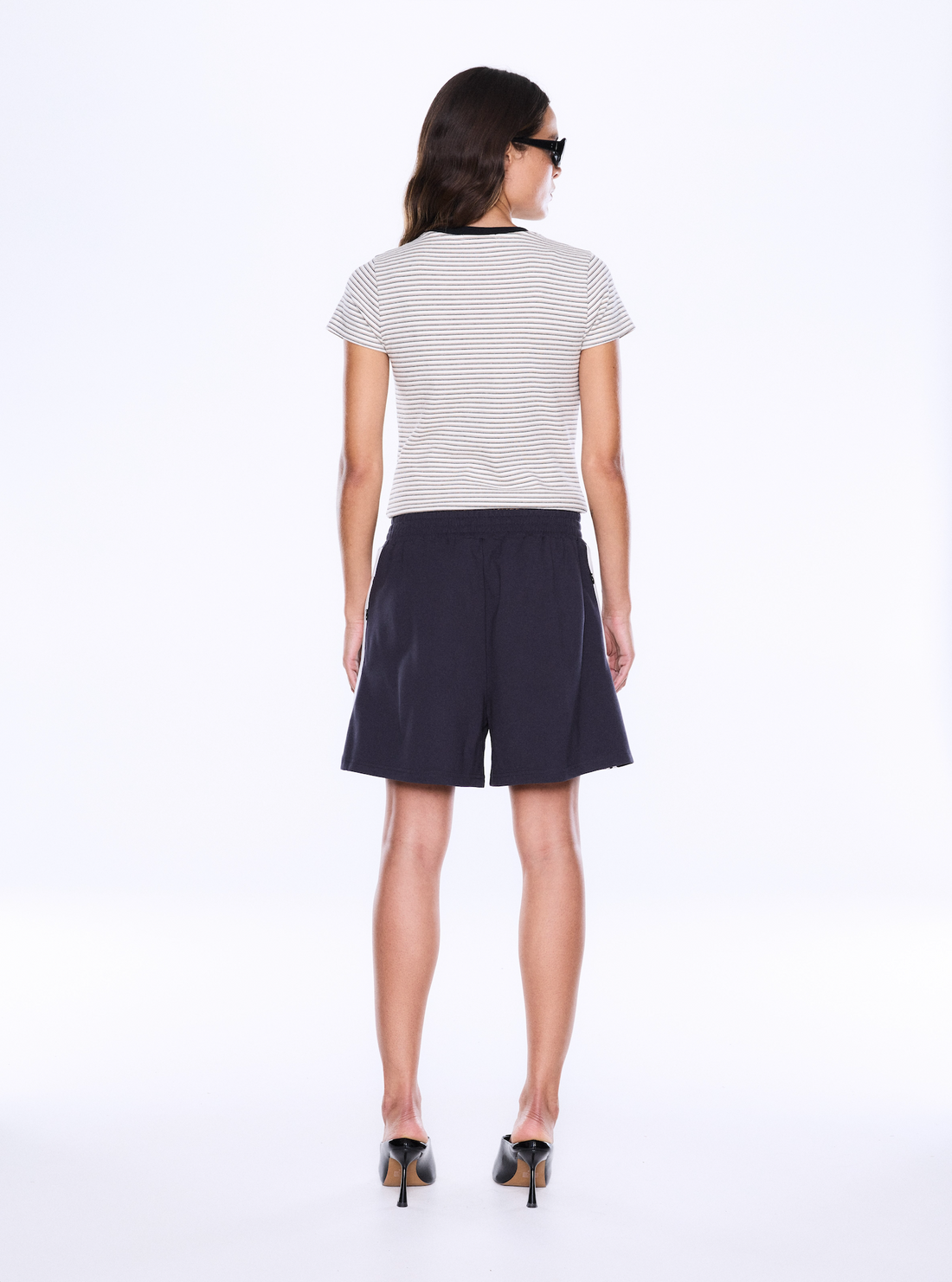 Ena Pelly Valentina Stripe Short - Charcoal