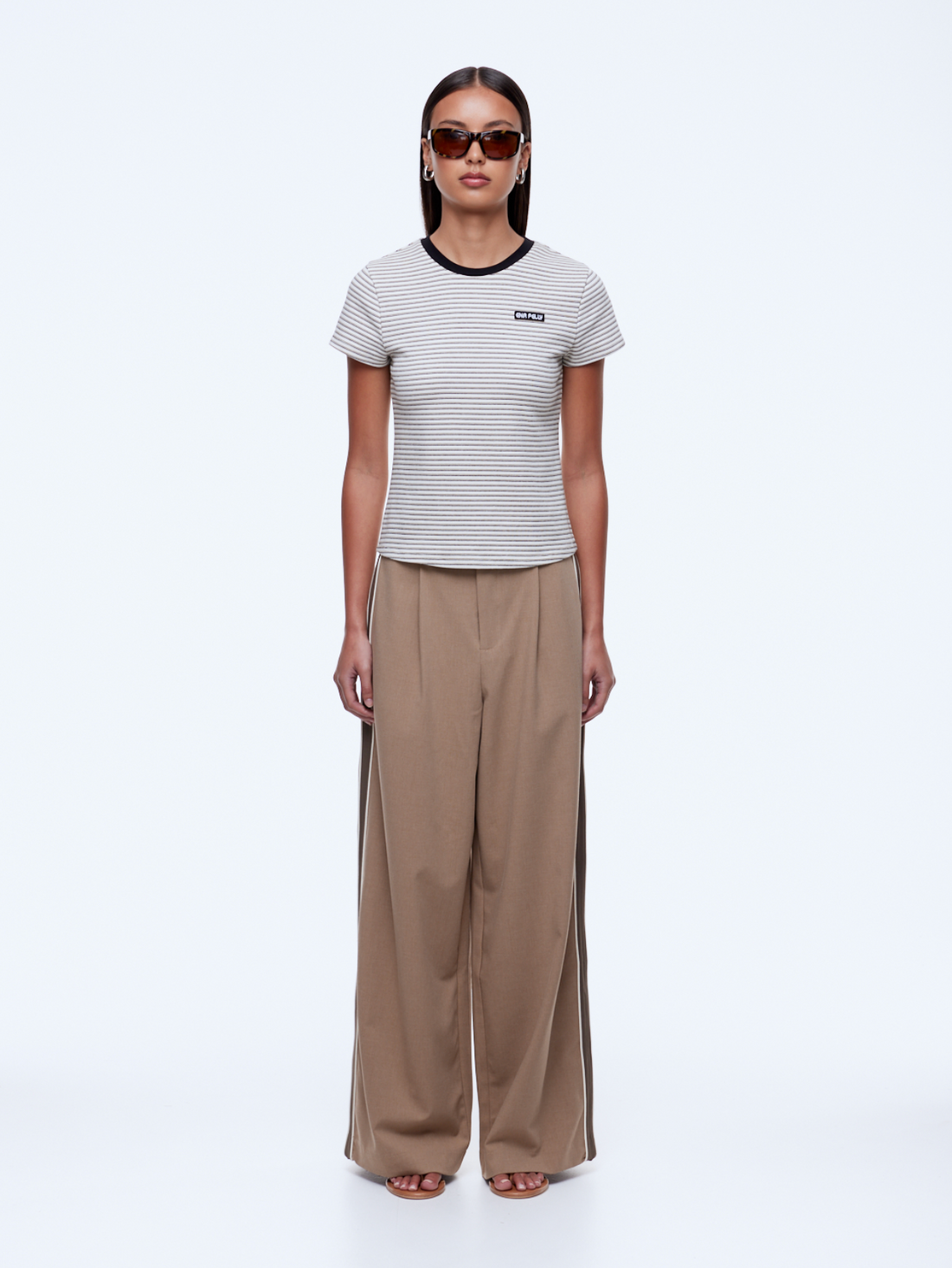 Ena Pelly Penny Baby Tee - Sand/Black Stripe