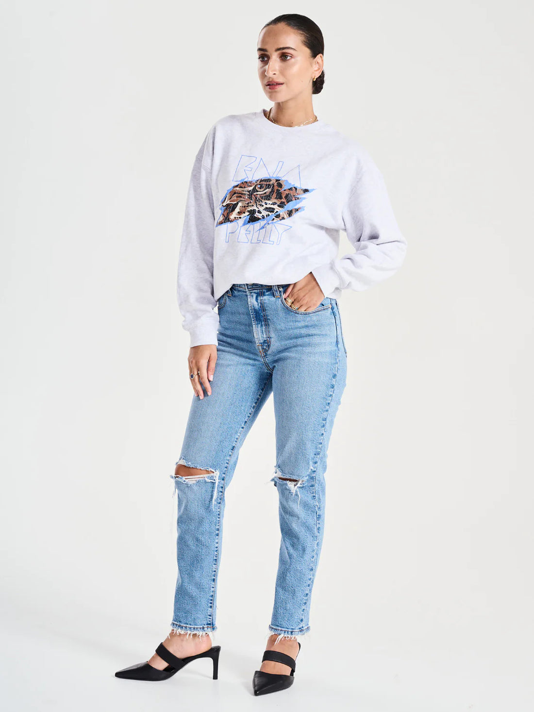 Ena Pelly Tigers Eye Sweatshirt - White Marle