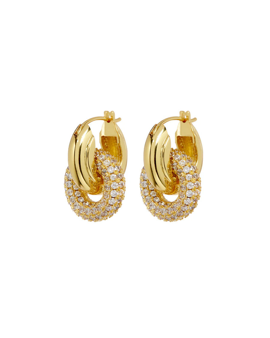 Luv AJ Pave Interlock Hoops - Gold