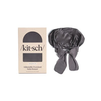 Kitsch Adjustable Oversized Satin Bonnet- Charcoal