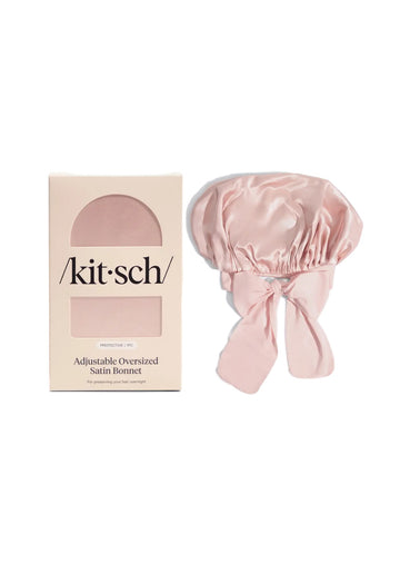 Kitsch Adjustable Oversized Satin Bonnet- Blush