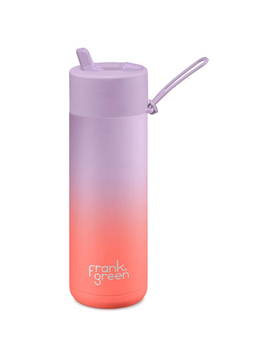 Frank Green Gradient Ceramic Reusable Bottle 20oz/595ml - Lilac Haze/Living Coral - LIMITED EDITION