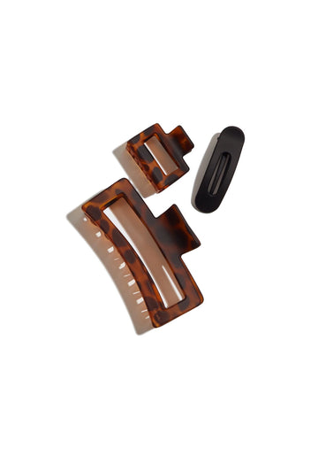 Kitsch Recycled Plastic Assorted Claw Clips- Rectangle Open Shape