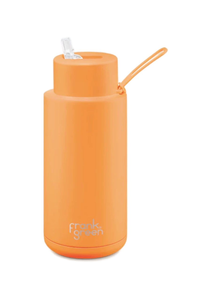 Frank Green Ceramic Reusable Bottle 34oz/1000ml - Neon Orange