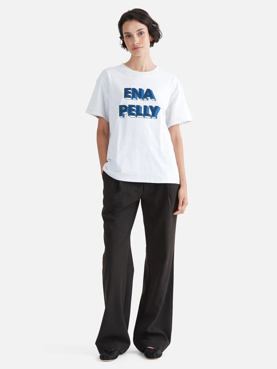 Ena Pelly 3D Logo Relaxed Tee - White Marle