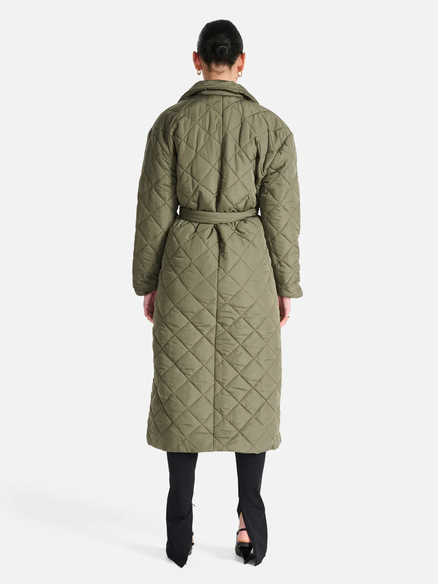 ENA PELLY Mia Longline Quilted Jacket - Hunter Green