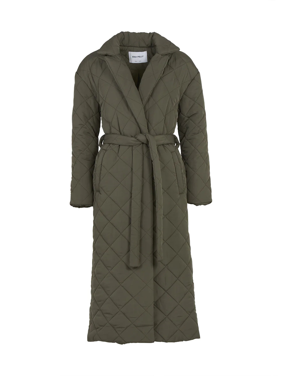 ENA PELLY Mia Longline Quilted Jacket - Hunter Green