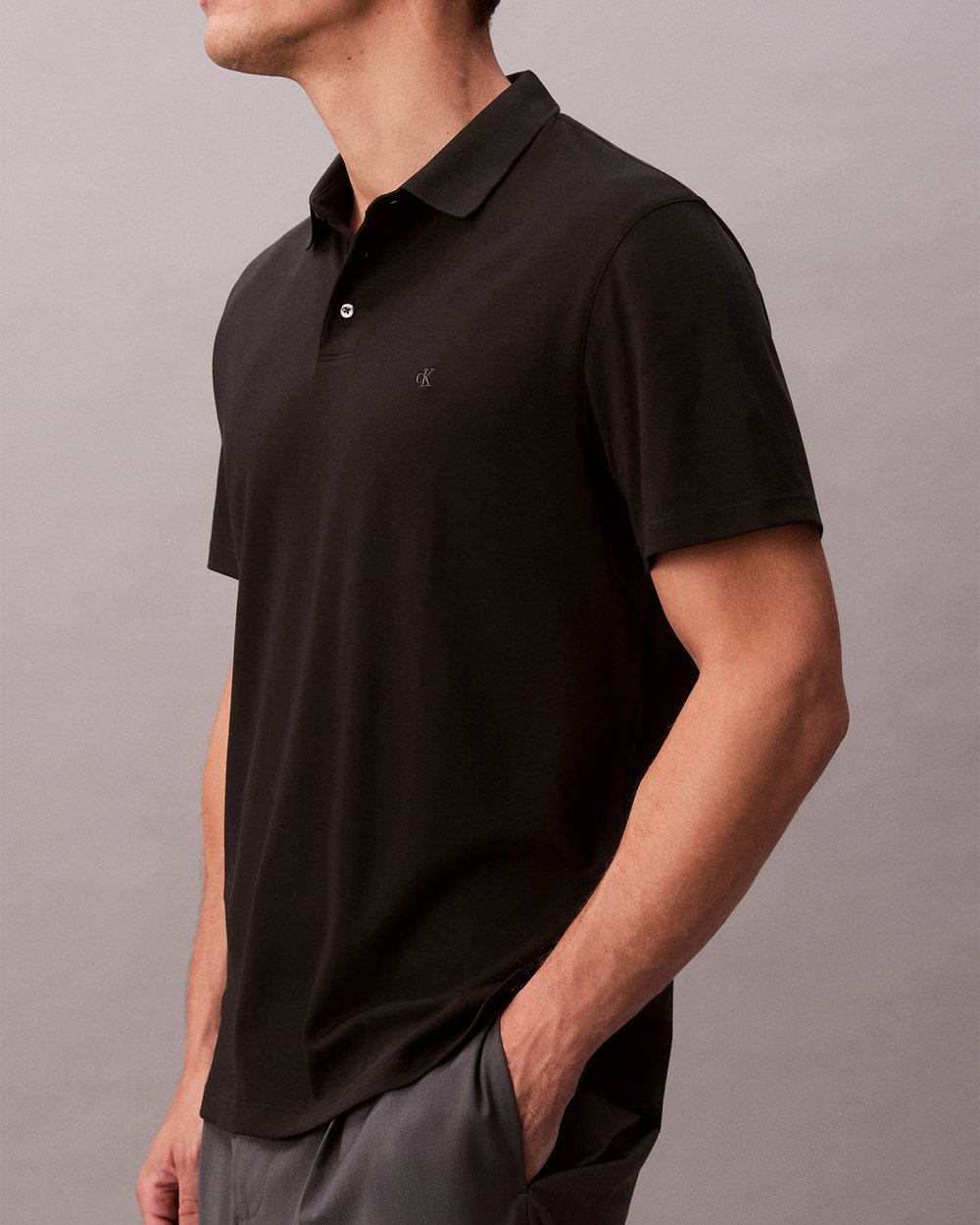 Calvin Klein Supima Chest Embro Polo - Black
