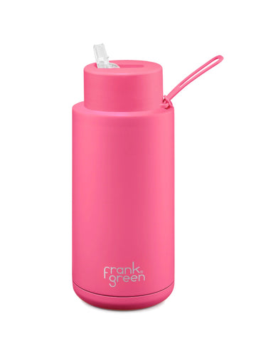 Frank Green Ceramic Reusable Bottle 34oz/1000ml - Neon Pink