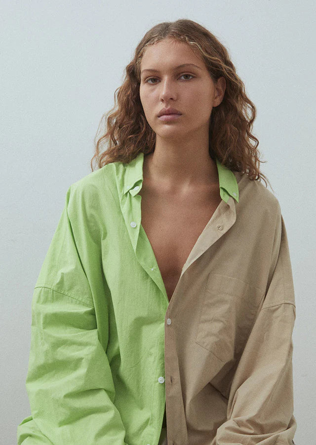Blanca Henrietta Shirt - Green/Biege