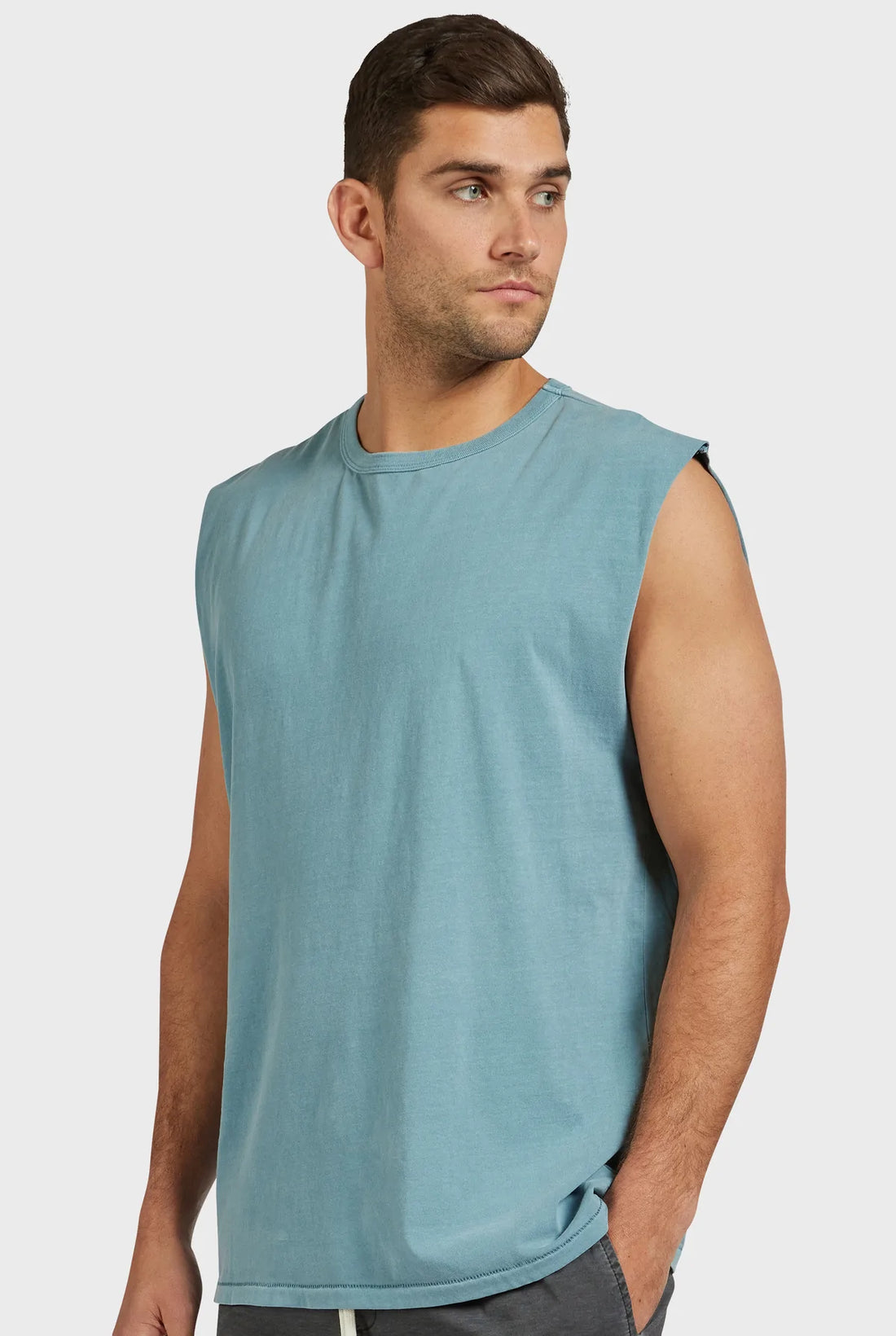 The Academy Brand Jimmy Muscle Tee - Storm Blue