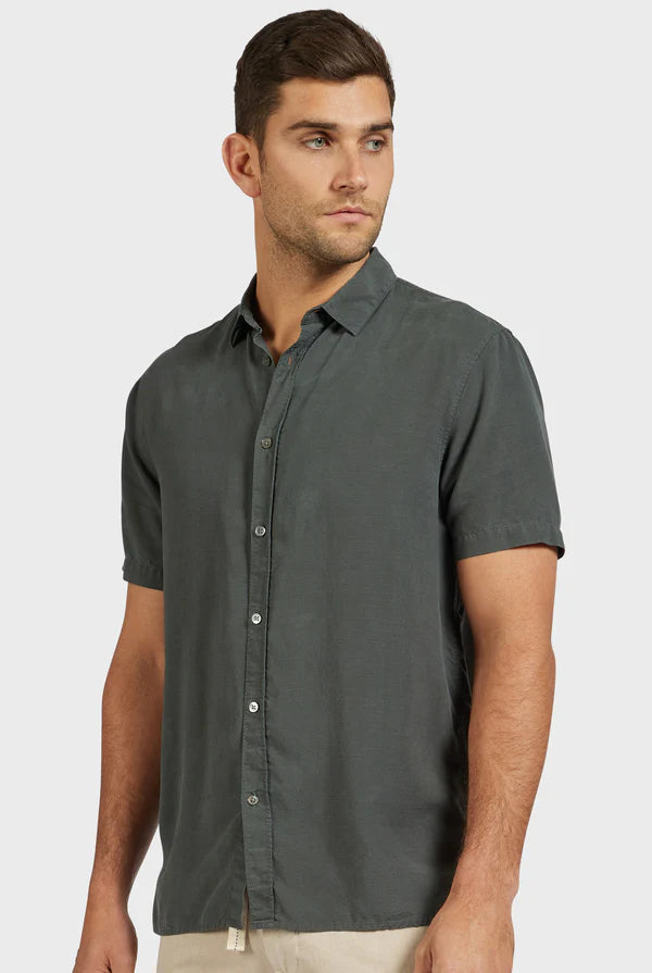 The Academy Brand's Stevens Short Sleeve Shirt - Magnet Grey