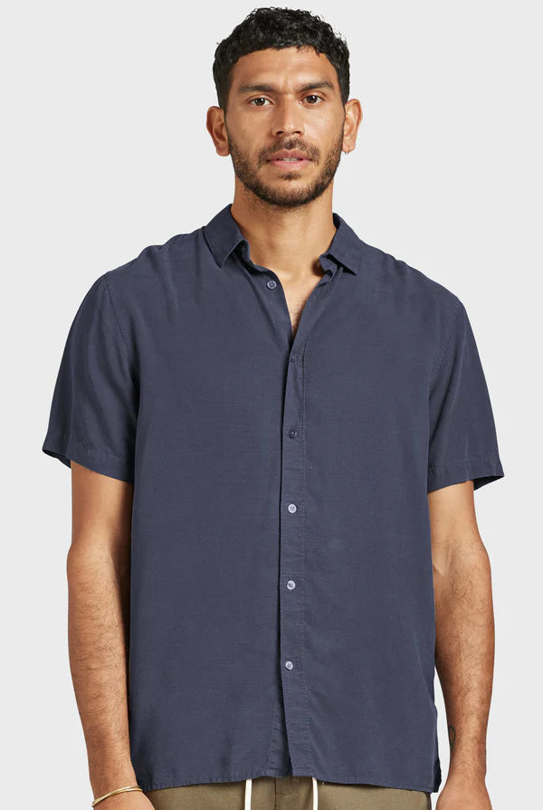 The Academy Brand's Stevens Short Sleeve Shirt - Navy