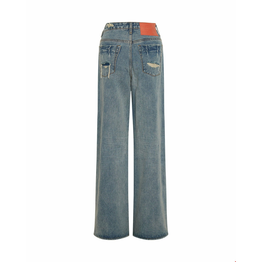 One Teaspoon Jackson Mid Waist Wide Leg Jeans - Sunbleach Blue