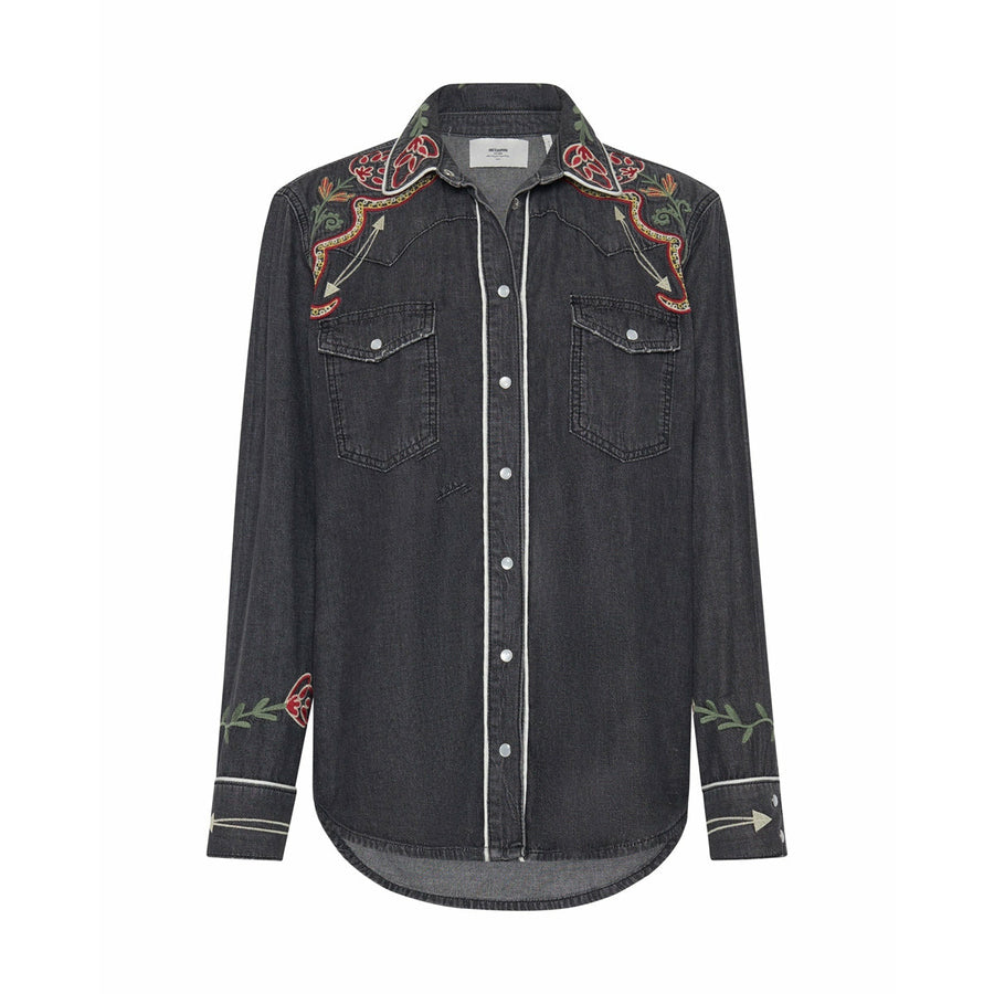 One Teaspoon Desert Flower Western Shirt - Washed Black