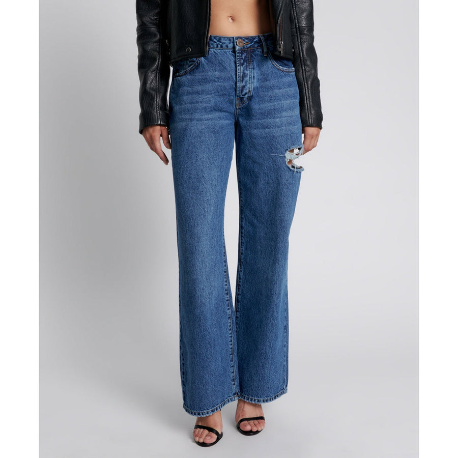 One Teaspoon Rosewood Jackson Mid Waist Wide Leg Jeans - Rosewood