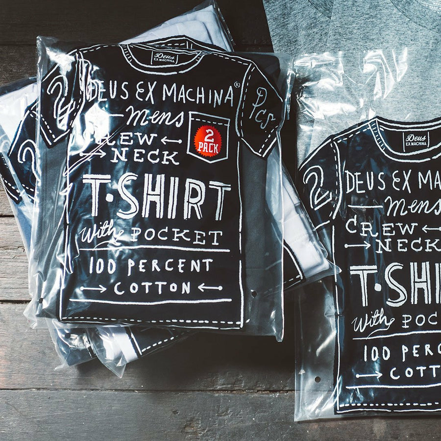 Deus Ex Machina 2 Pack Tees With Pocket - Athletic Grey