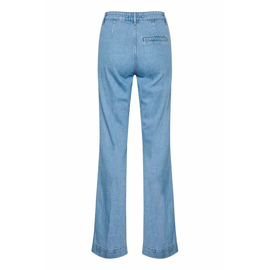 Gestuz MollieGZ High Waisted Flared Pants - Washed Mid Blue