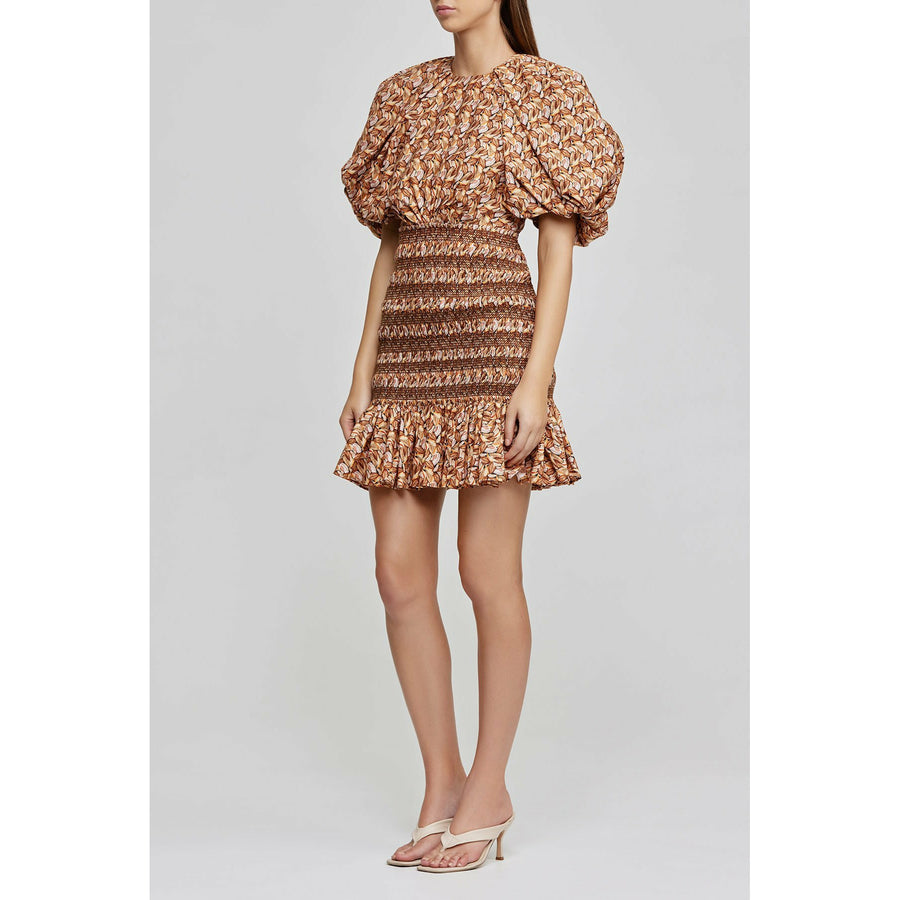 Acler Brooks Dress - Neutral Leaves