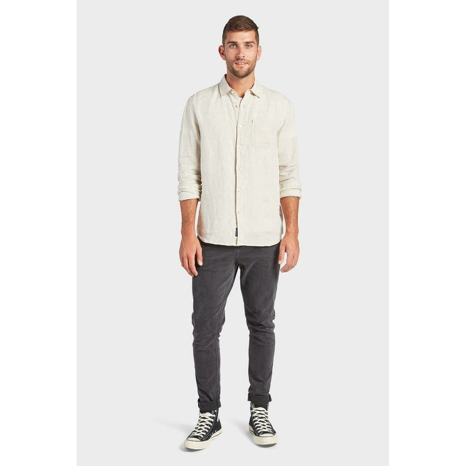 The Academy Brand Hampton L/S Linen Shirt - Oatmeal