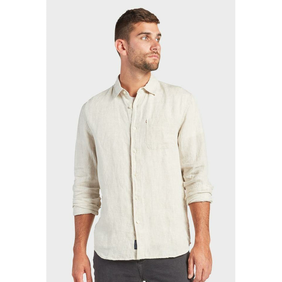 The Academy Brand Hampton L/S Linen Shirt - Oatmeal