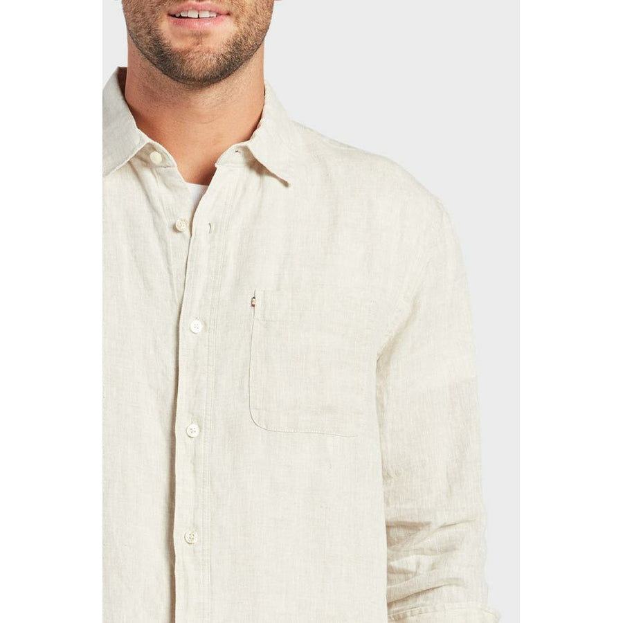 The Academy Brand Hampton L/S Linen Shirt - Oatmeal