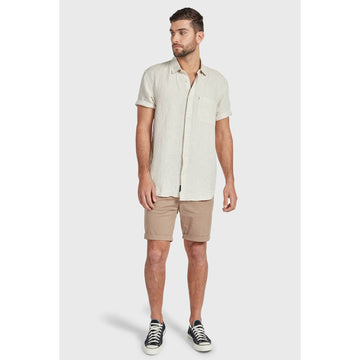 The Academy Brand Hampton S/S Linen Shirt - Oatmeal