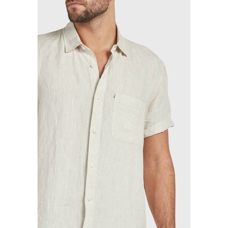 The Academy Brand Hampton S/S Linen Shirt - Oatmeal