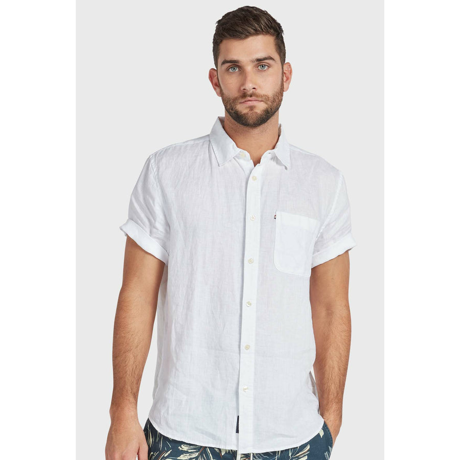 The Academy Brand Hampton S/S Linen Shirt - White
